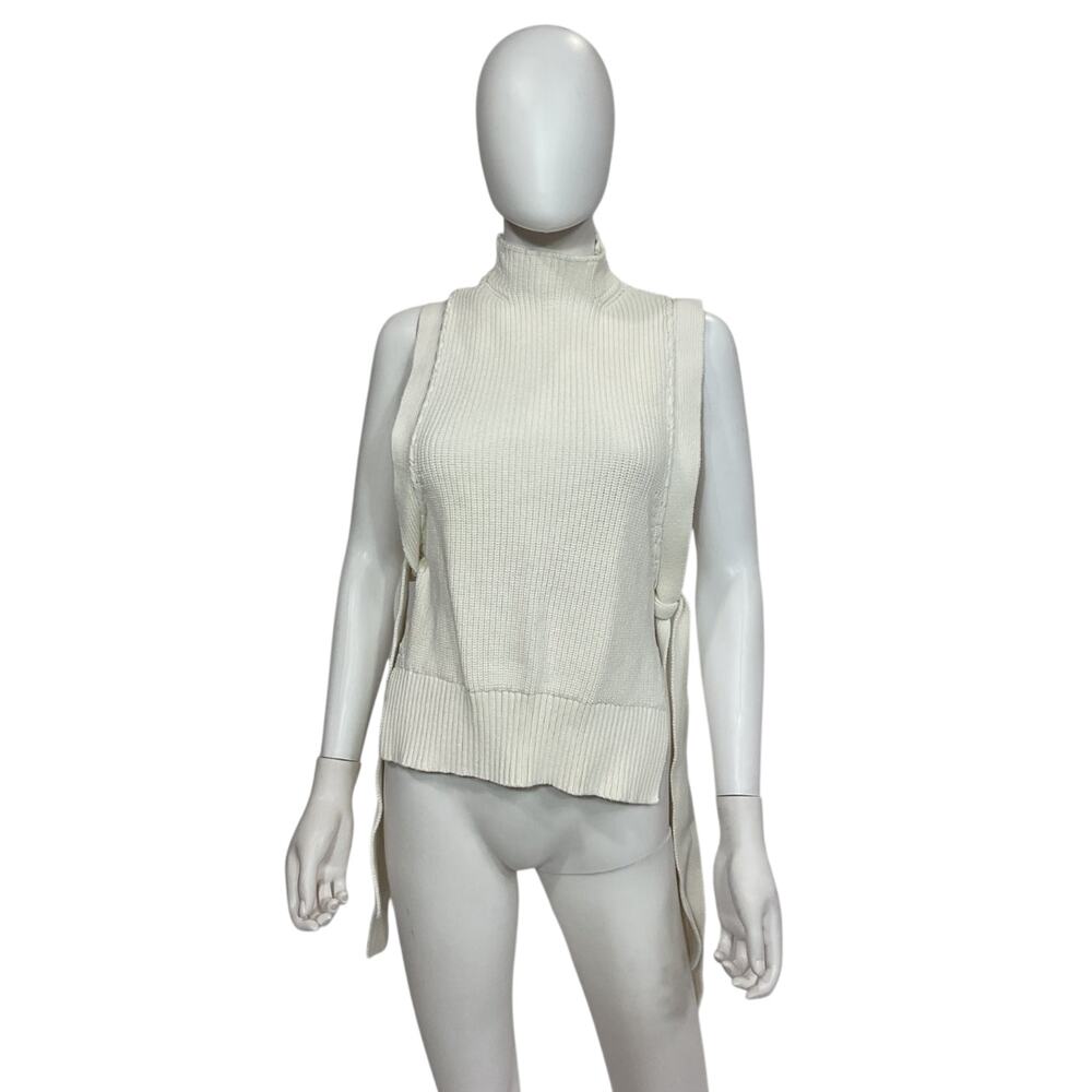 3.1 Phillip Lim Chunky Ivory Side Tie Turtleneck Sweater Vest Size XS - Picture 2 of 5
